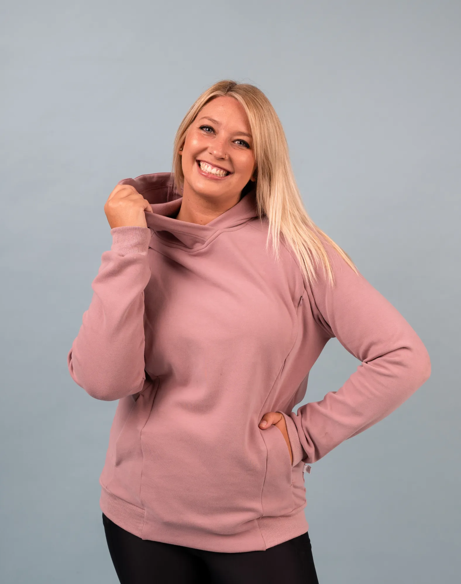 ** CLEARANCE ** Breastfeeding Jumper - Jackson Hoodie Dusky Rose