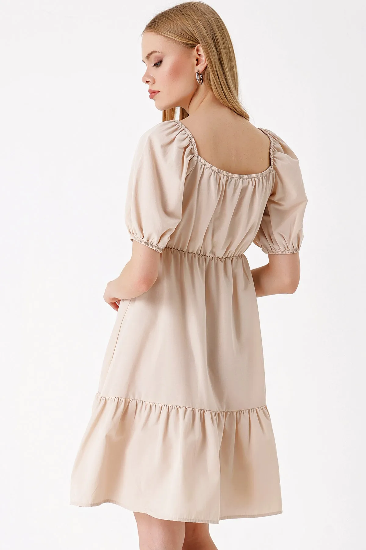2351 kloş poplin elbise