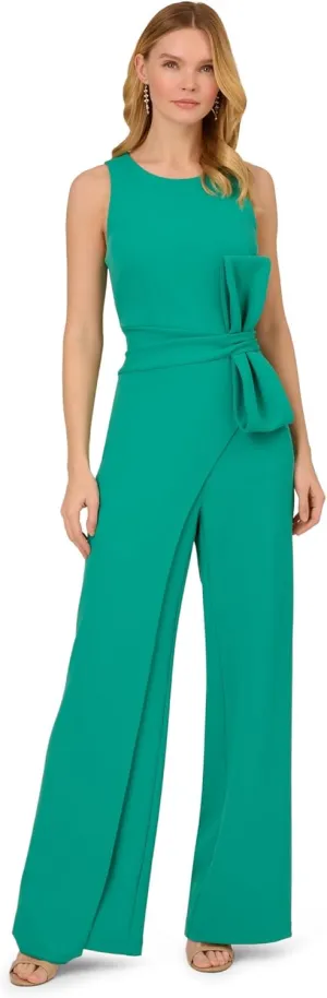 Adrianna Papell Womens Wide Leg Bow Detail Jumpsuit