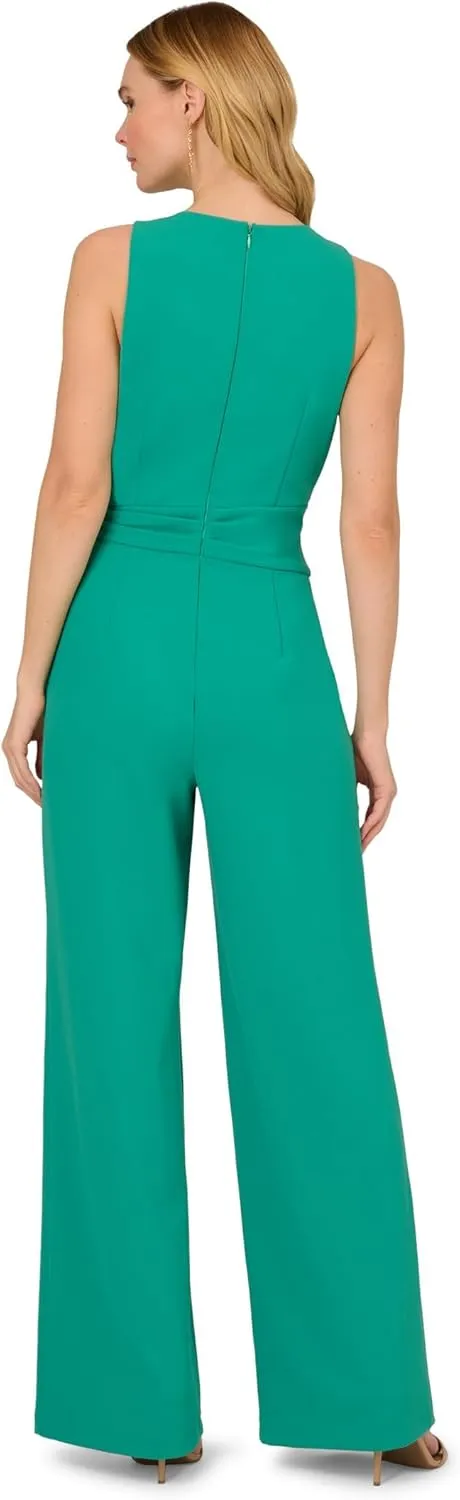 Adrianna Papell Womens Wide Leg Bow Detail Jumpsuit