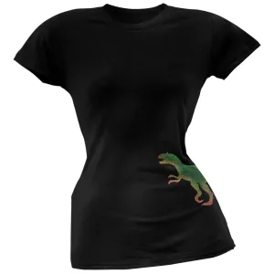 Allosaurus Dinosaur Distressed Black Juniors Soft T-Shirt