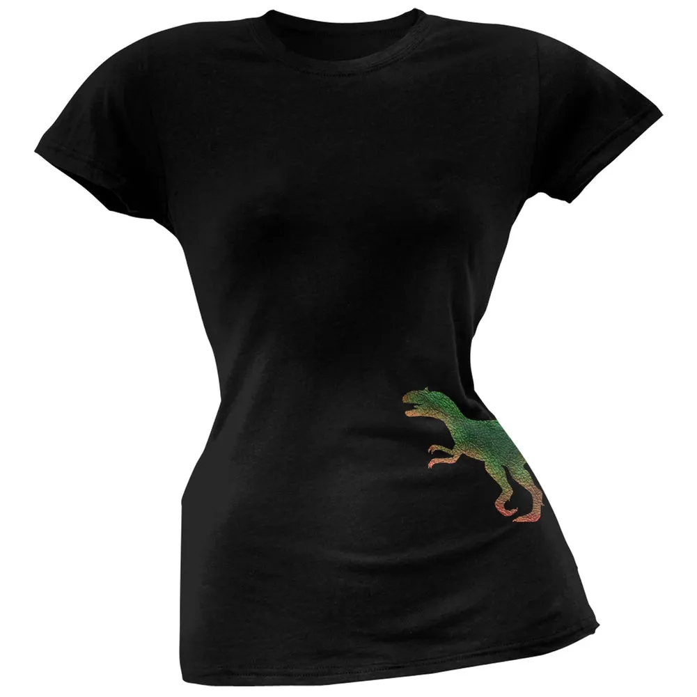 Allosaurus Dinosaur Distressed Black Juniors Soft T-Shirt