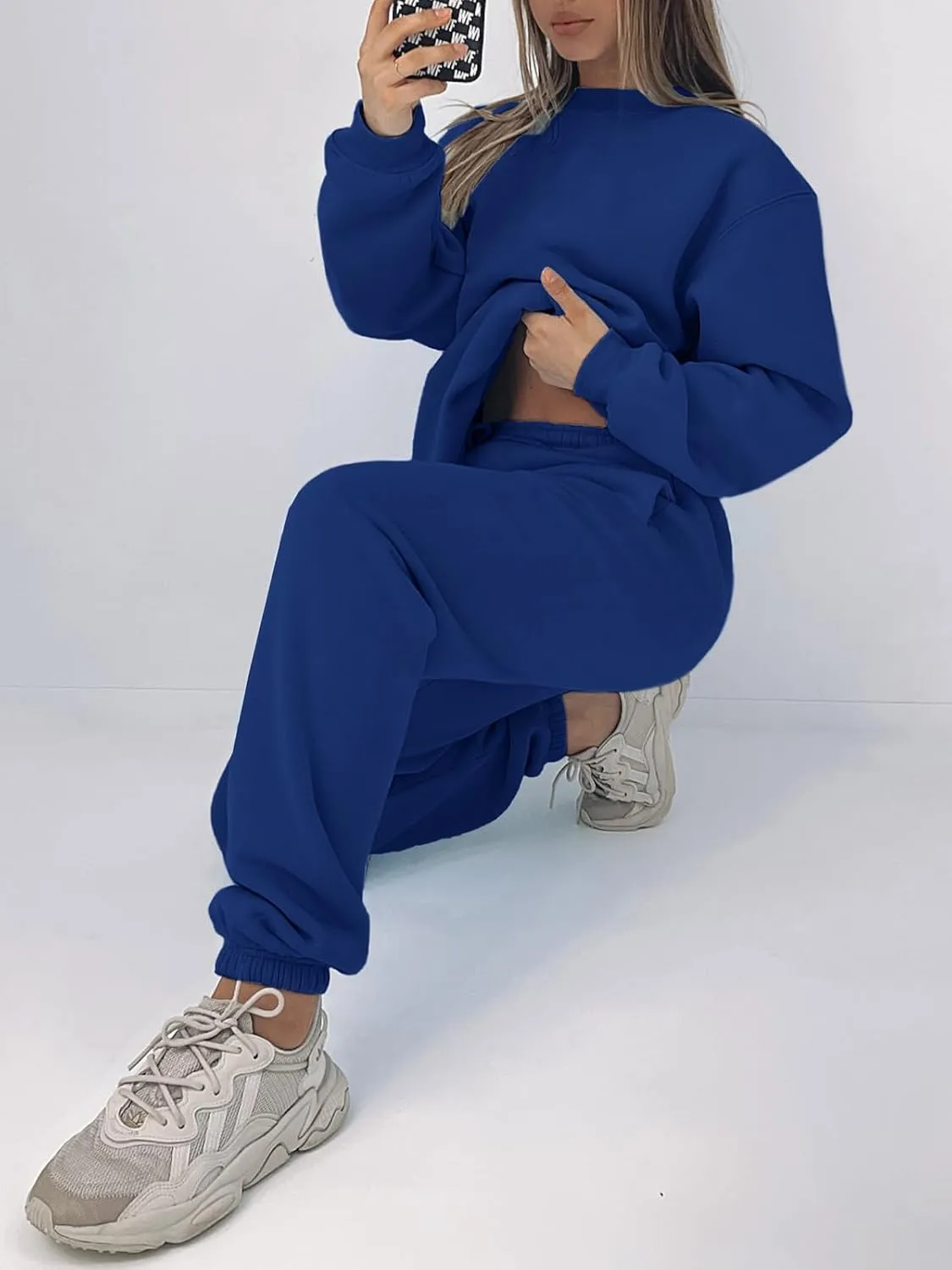 Alunzoem Jogger Sets for Women 2 Piece Sweatsuit Outfits Long Sleeve Pullover Sweatshirt Pants Set Tracksuit