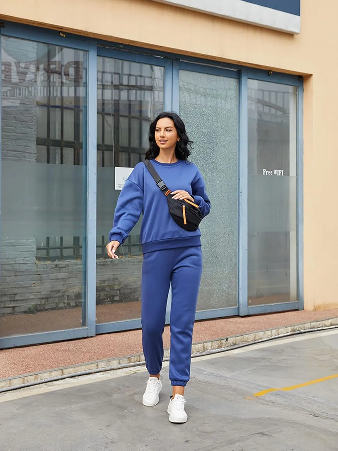 Alunzoem Jogger Sets for Women 2 Piece Sweatsuit Outfits Long Sleeve Pullover Sweatshirt Pants Set Tracksuit