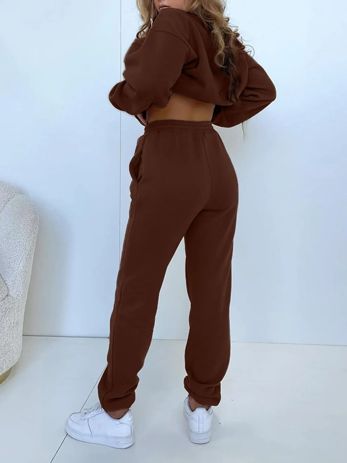 Alunzoem Jogger Sets for Women 2 Piece Sweatsuit Outfits Long Sleeve Pullover Sweatshirt Pants Set Tracksuit