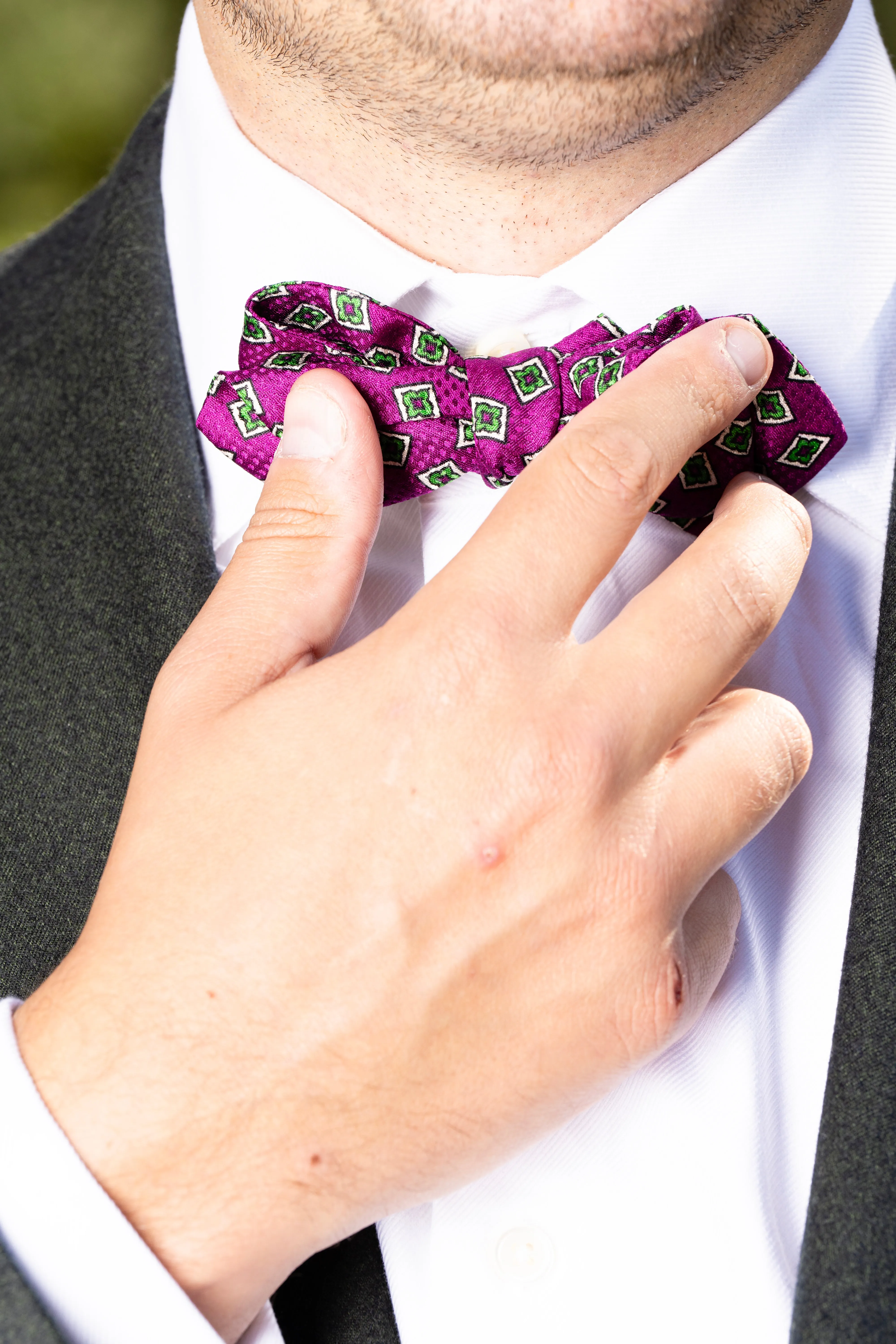 Begonia Purple & Diamond Jacquard Bow Tie
