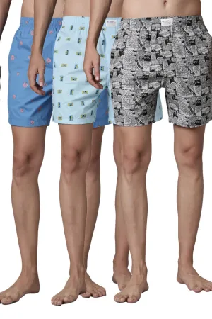 Blue-Lagoon, Midnight-Black & Cool-Blue Printed 365 Triplet Combo