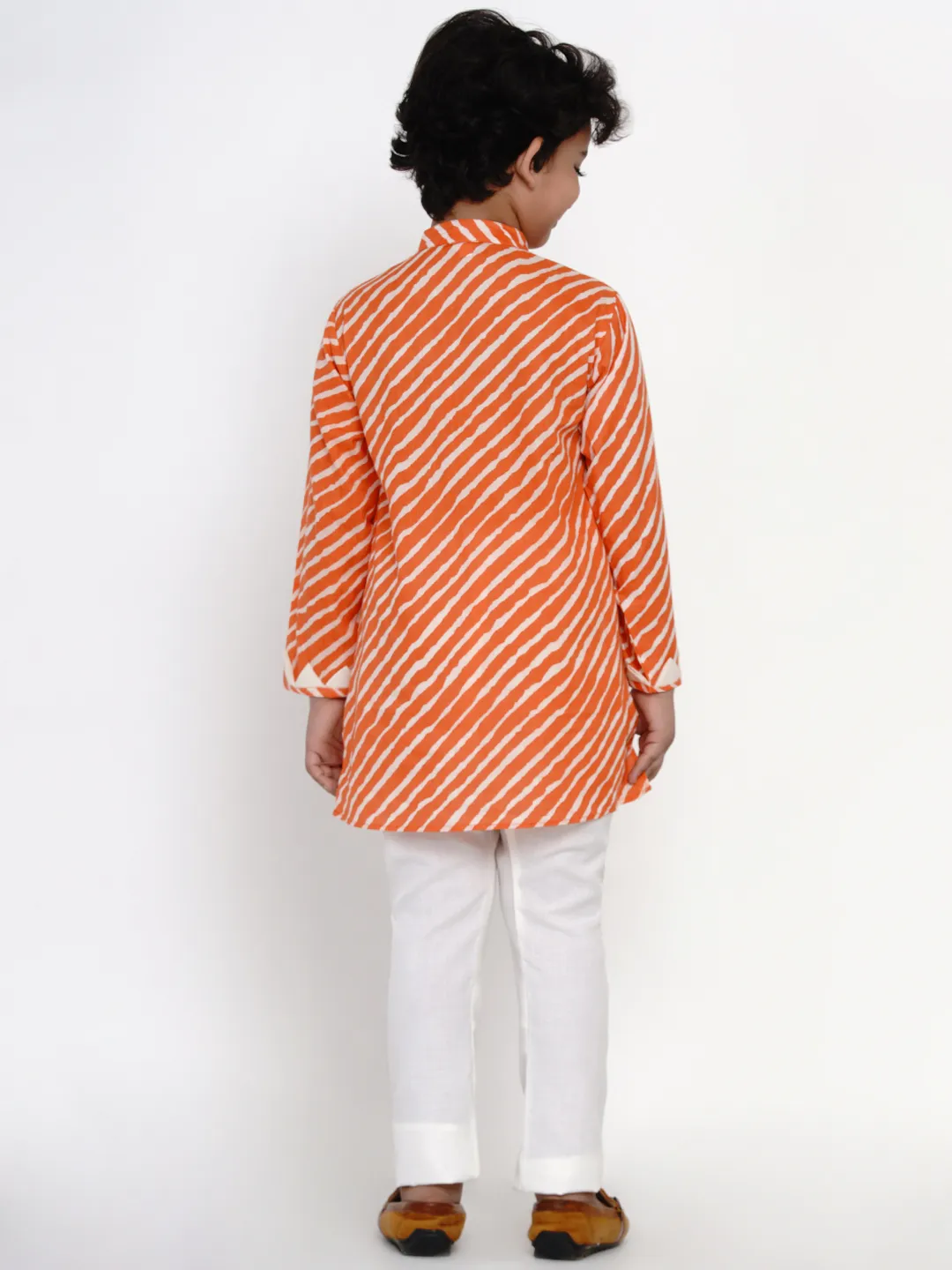 Boy's Orange & Offwhite Kurta Pyjama Set for Boys - NOZ2TOZ KIDS