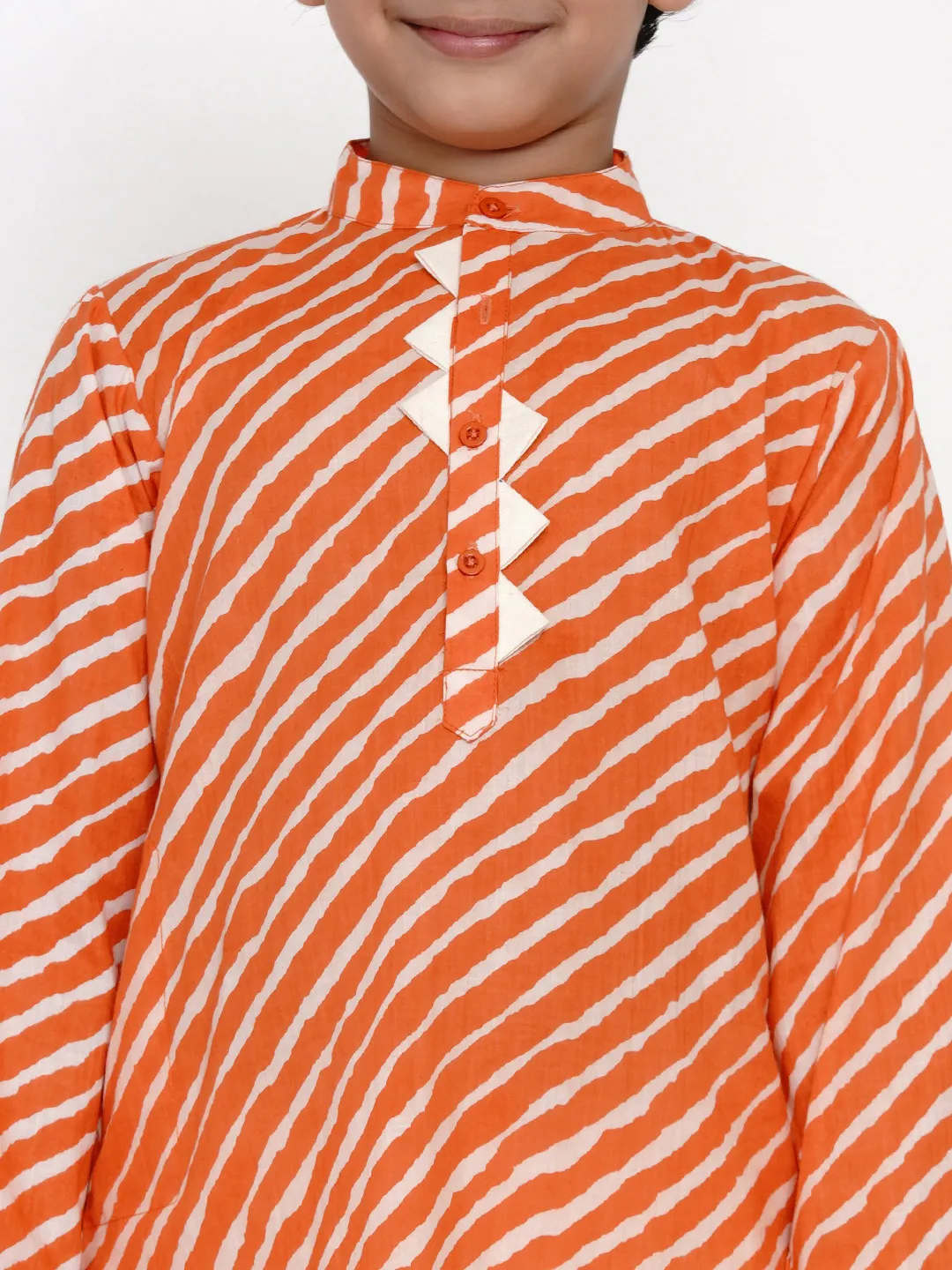Boy's Orange & Offwhite Kurta Pyjama Set for Boys - NOZ2TOZ KIDS