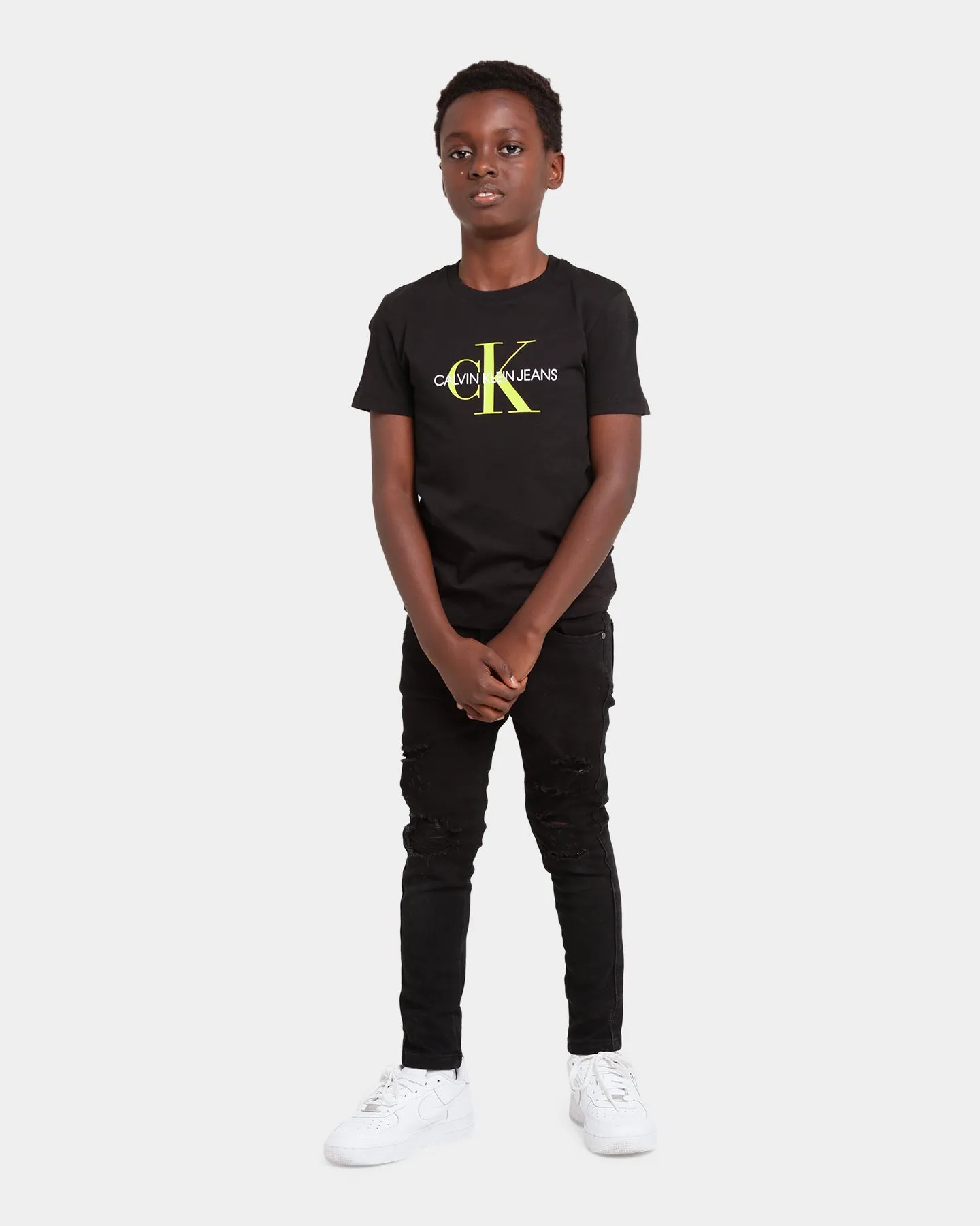 Calvin Klein Kid's Monogram Logo T-Shirt Heather Black/Yellow