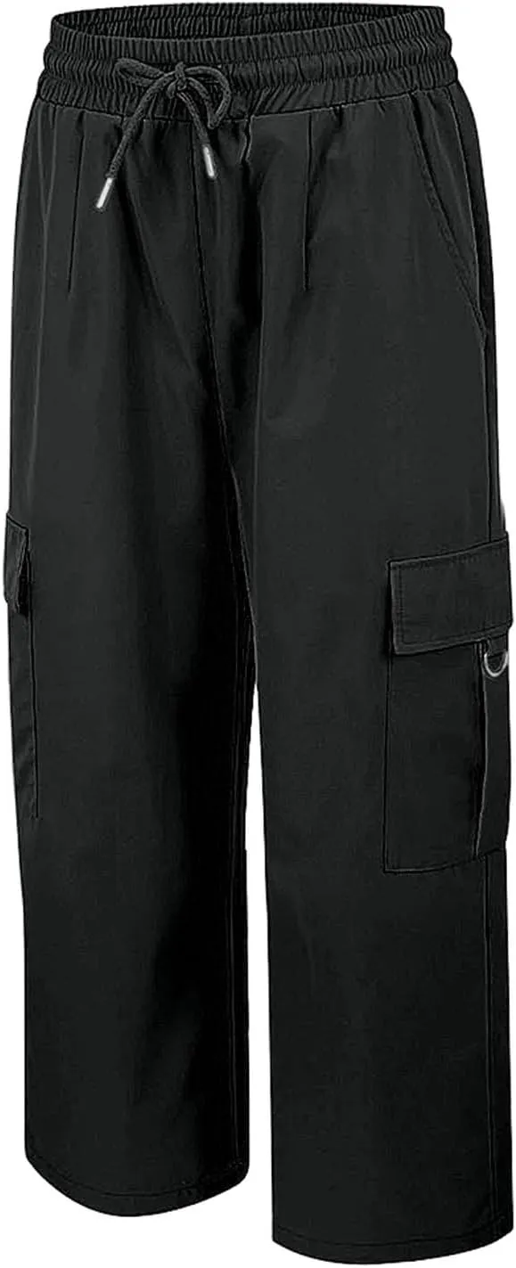 Cargo Capris for Women with Pocket Summer Mid Rise Lightweight Elastic Waist Pants Stretchy Tactical Tavel Hiking Pant