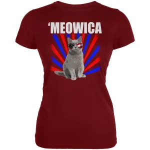 Cat 4th of July Meowica Juniors Soft T Shirt