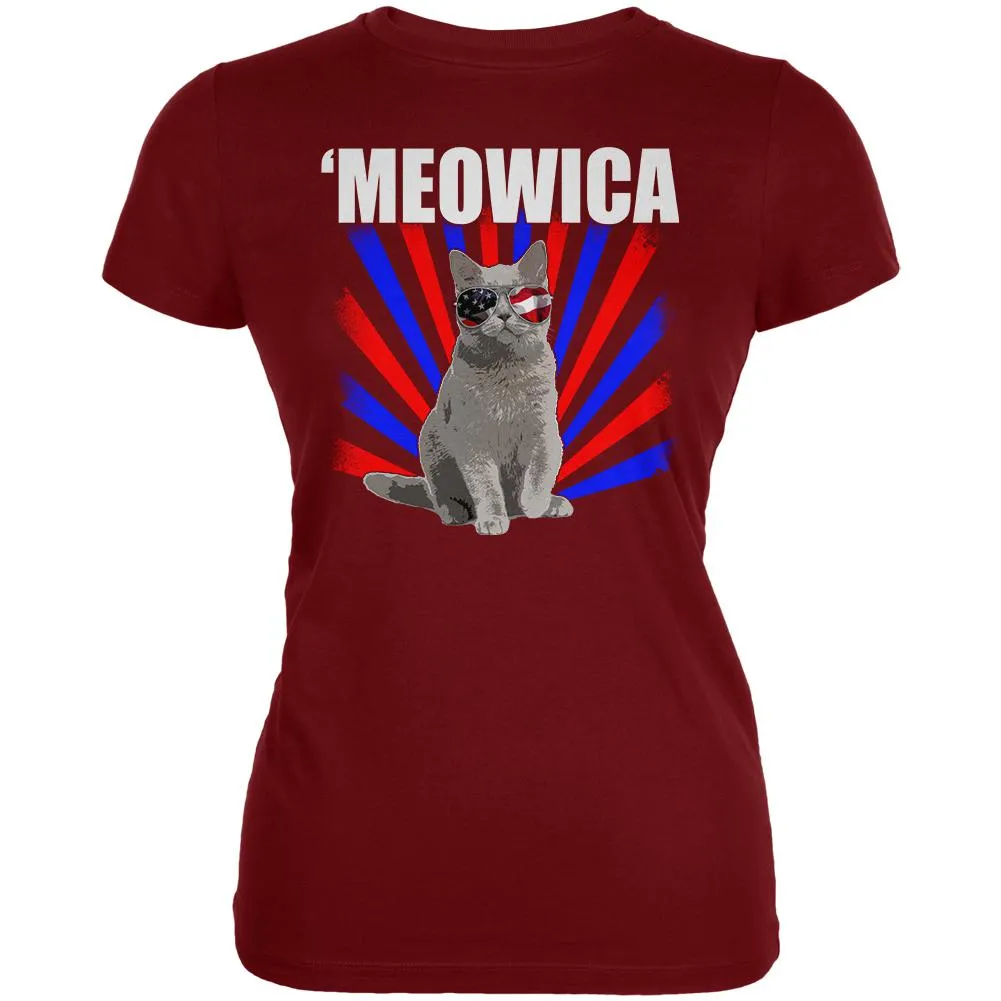 Cat 4th of July Meowica Juniors Soft T Shirt