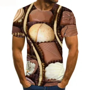 Chocolate T shirt Men Food Anime Clothes Party Shirt Print Harajuku Tshirts Casual