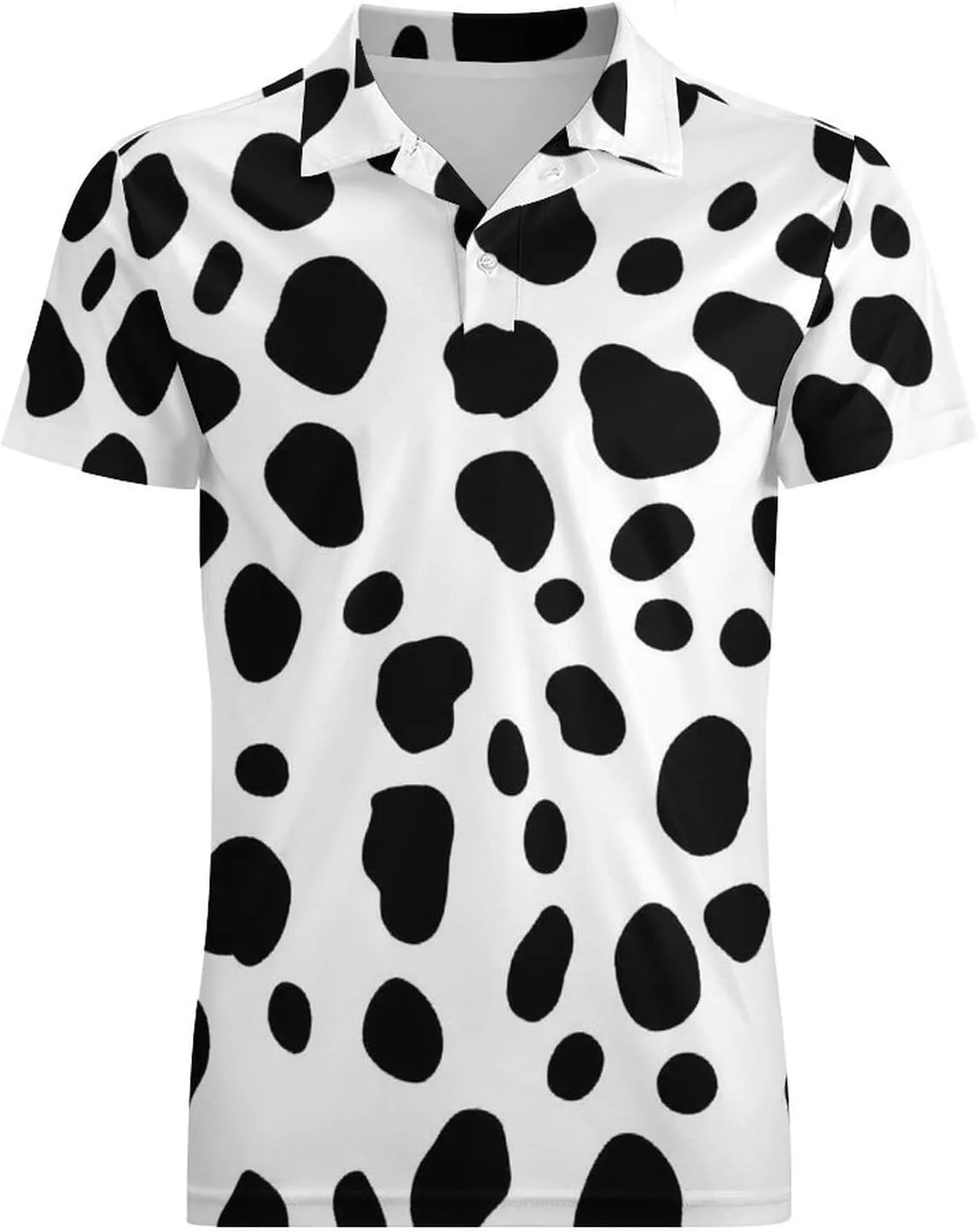 Dalmatian White And Black Pattern Men's Polo-Shirt Regular-Fit Short Sleeve Sports Quick Dry Golf Tennis T-Shirt