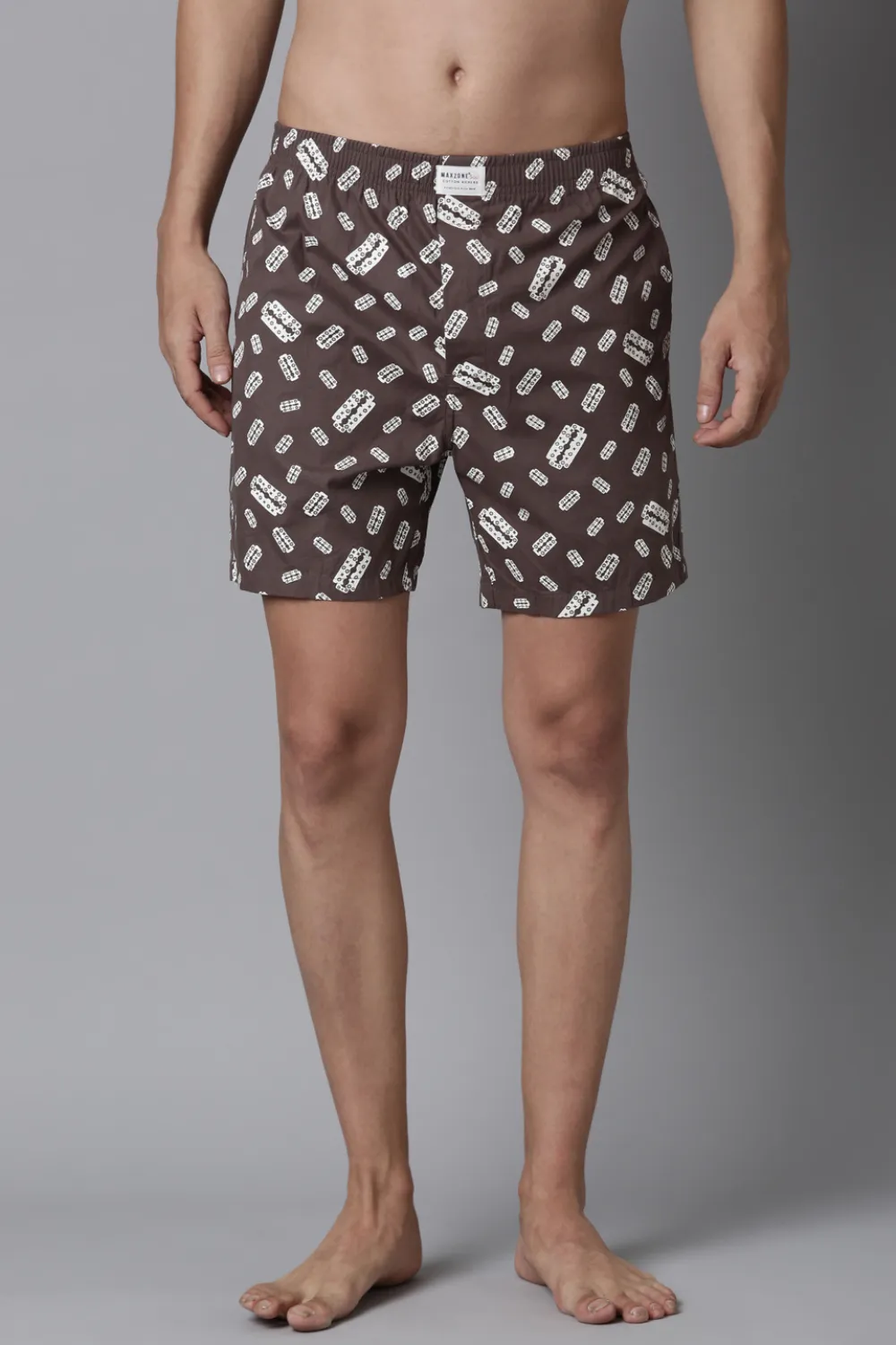 Dark-Tan, Beige & Fern-Green Printed 365 Boxers Triplet Combo