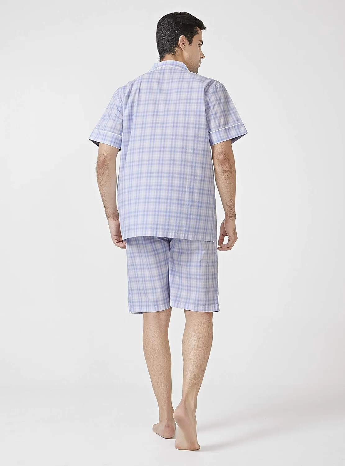 DAVID ARCHY Men's Lightweight Sleepwear Woven Cotton Button-Down Short Sleeve Pajamas Set Summer Loungewear