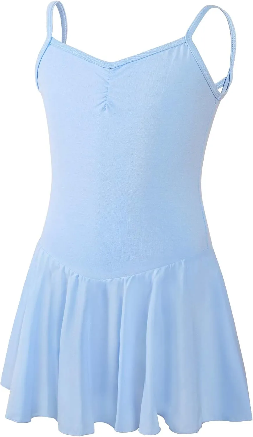Daydance Skirted Leotards Girls Short Sleeve Leotard Dress for Ballet, Dance
