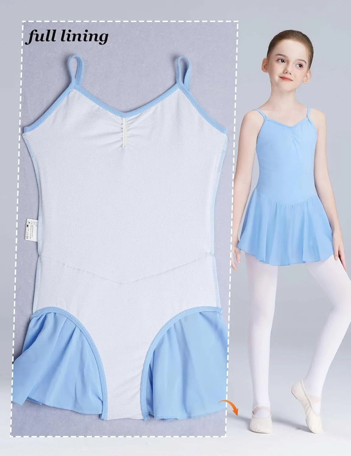 Daydance Skirted Leotards Girls Short Sleeve Leotard Dress for Ballet, Dance
