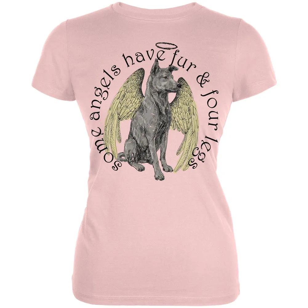 Dog Angel Blush Pink Juniors Soft T-Shirt