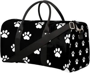 Dog Paw Print Travel Duffel bag for Men Women Weekender Overnight Bag Gym Bag Carry On Luggage Bags for Yoga Workout Sports