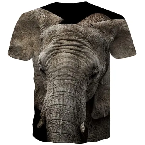 Elephant T shirts Men Animals Shirt Print Head T-shirts Graphic Harajuku Tshirt Printed Street Tshirt Anime