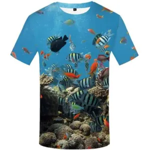 Fish T-shirt Men Tropical T-shirts Graphic Ocean Shirt Print Carp Tshirts Cool Animal Tshirts Novelty Short Sleeve summer Unisex