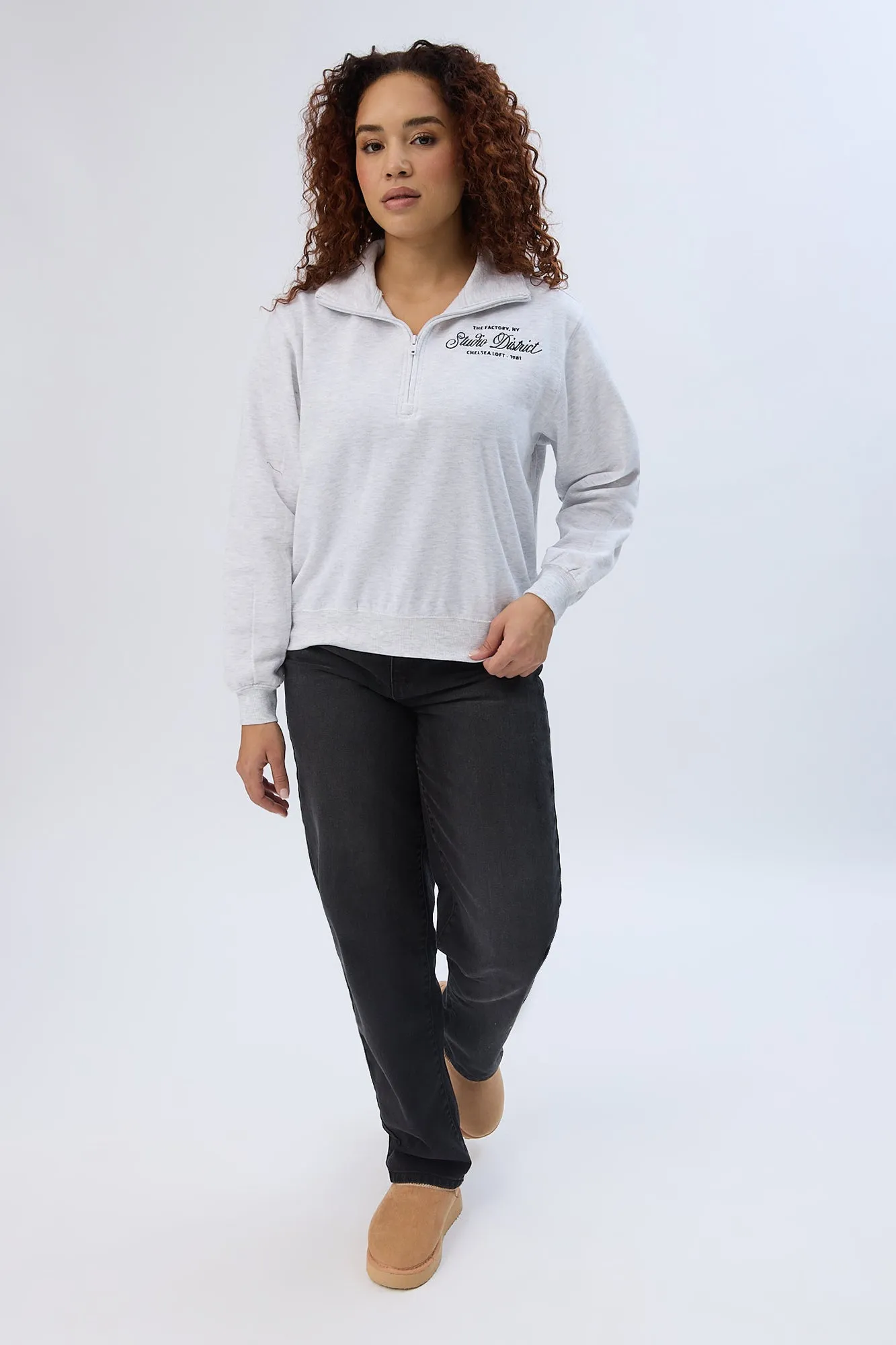 Graphic Quarter-Zip Polo Sweatshirt