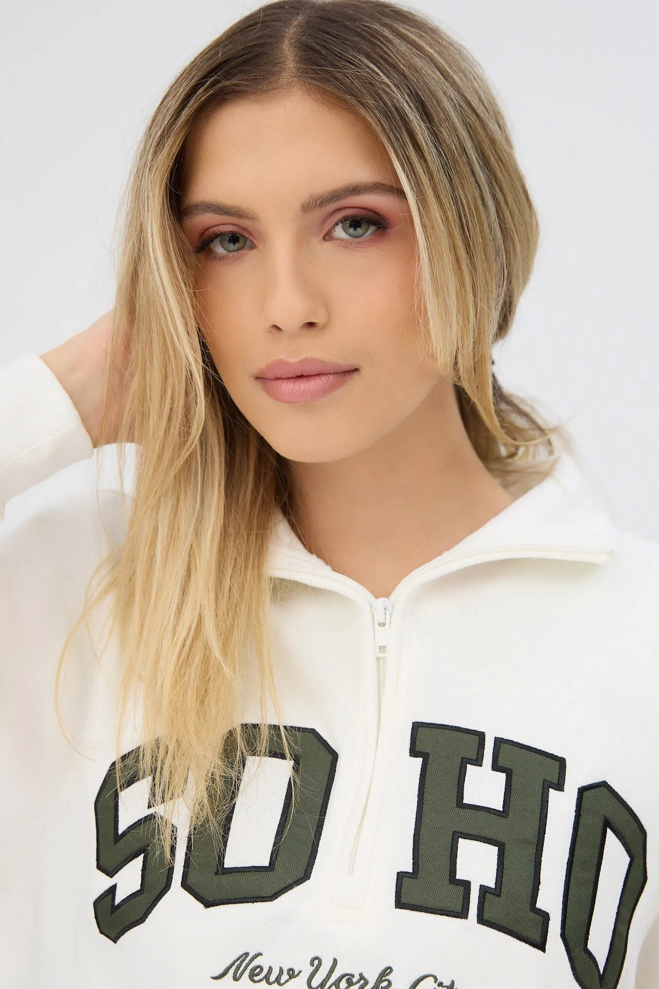 Graphic Quarter-Zip Polo Sweatshirt