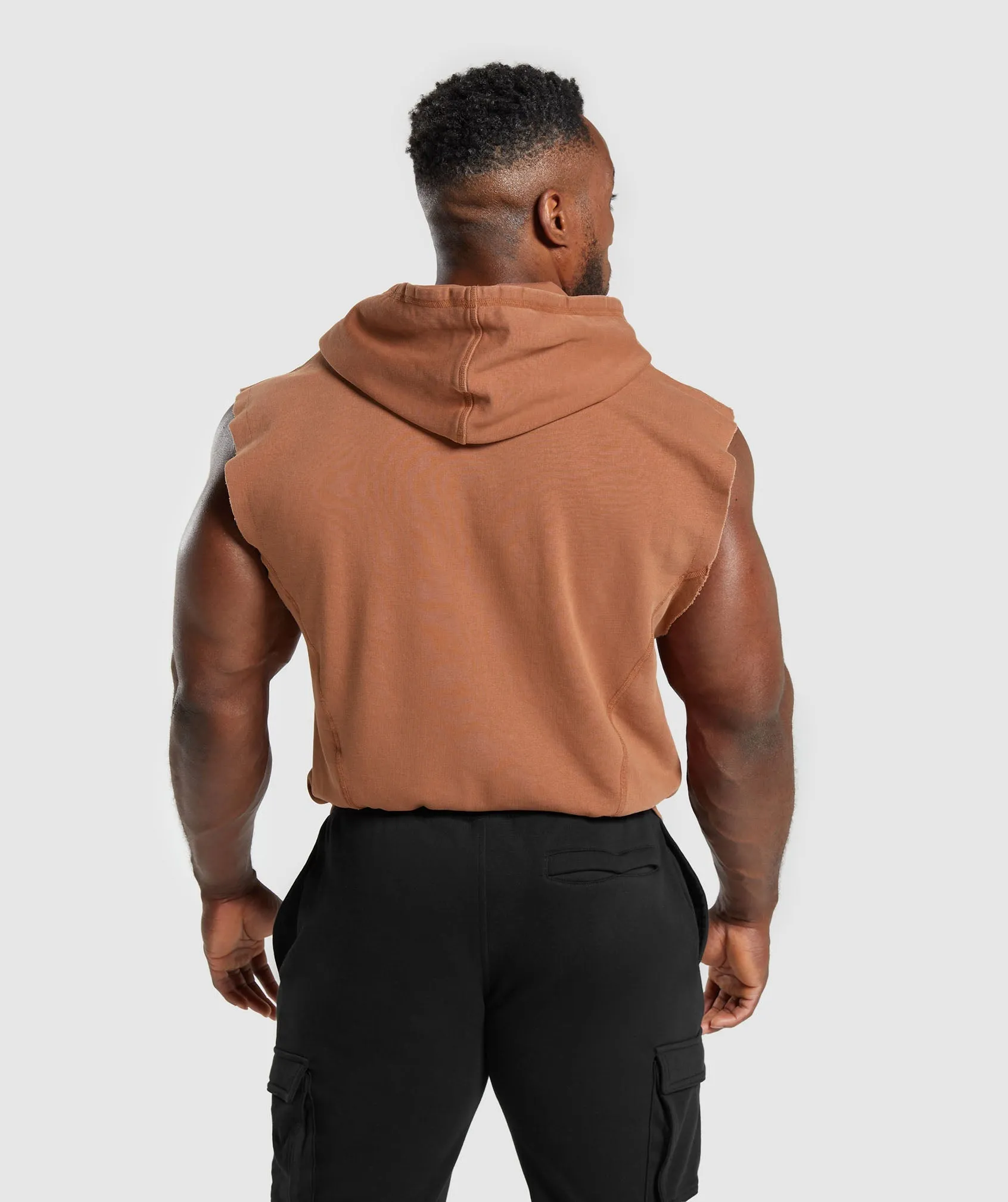 Gymshark Heritage Washed Sleeveless Zip Up Hoodie - Canyon Brown