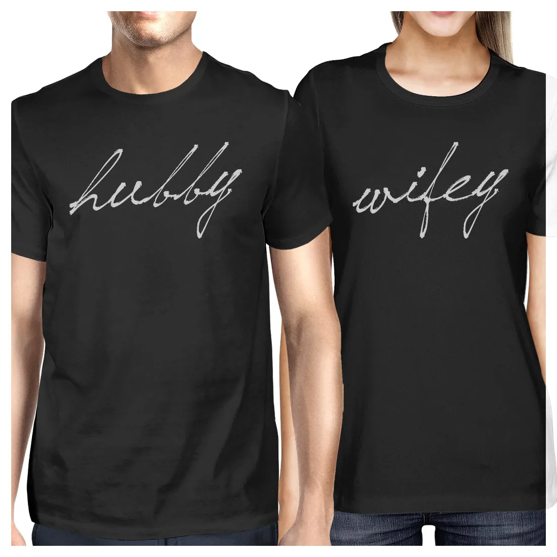 Hubby Wifey Matching Couple Gift Shirts Black For Valentine's Day