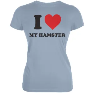 I Heart My Hamster Light Blue Juniors Soft T-Shirt