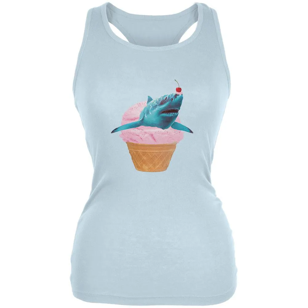 Ice Cream Cone Shark White Juniors Soft Tank Top