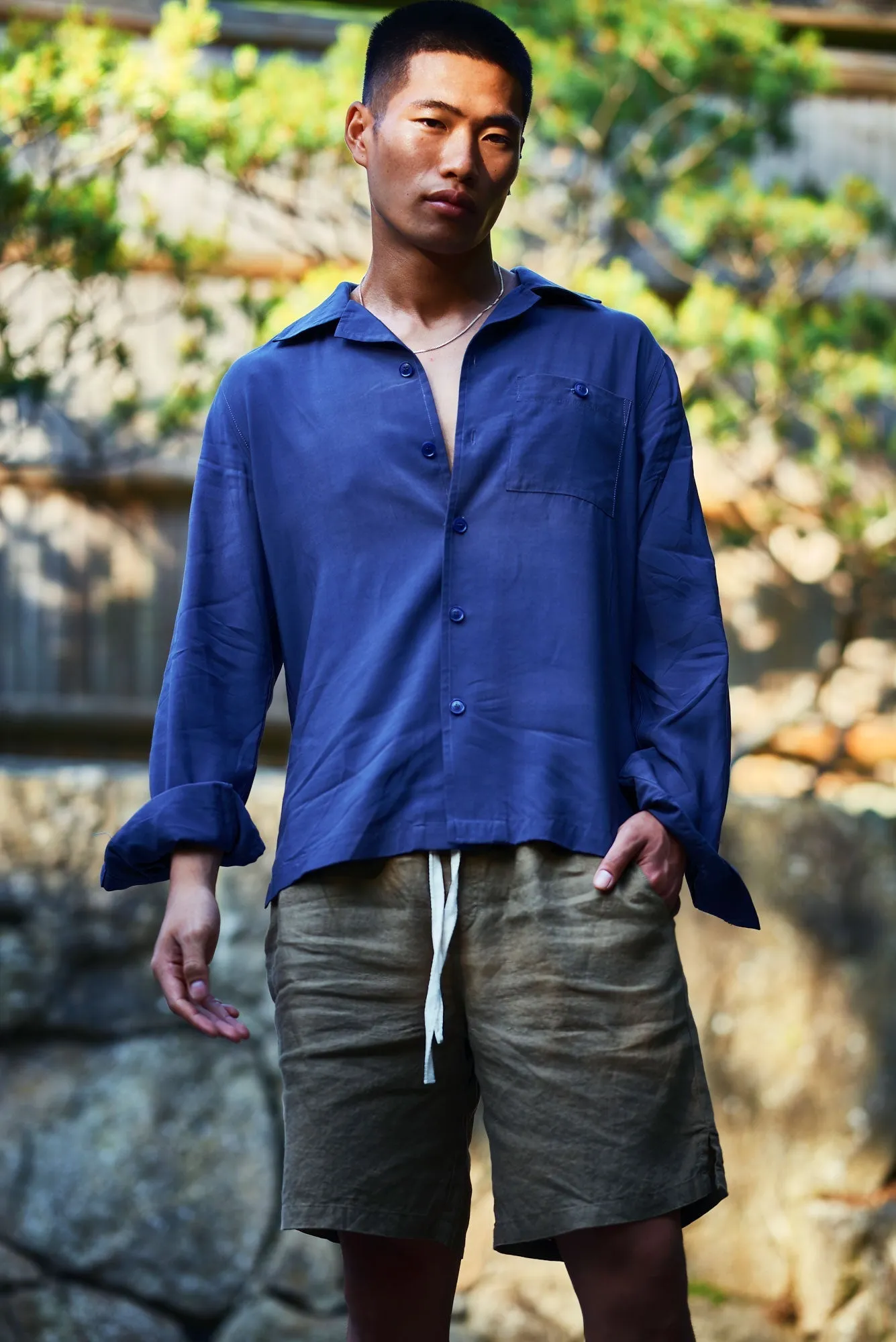Jerry Linen Shorts Khaki