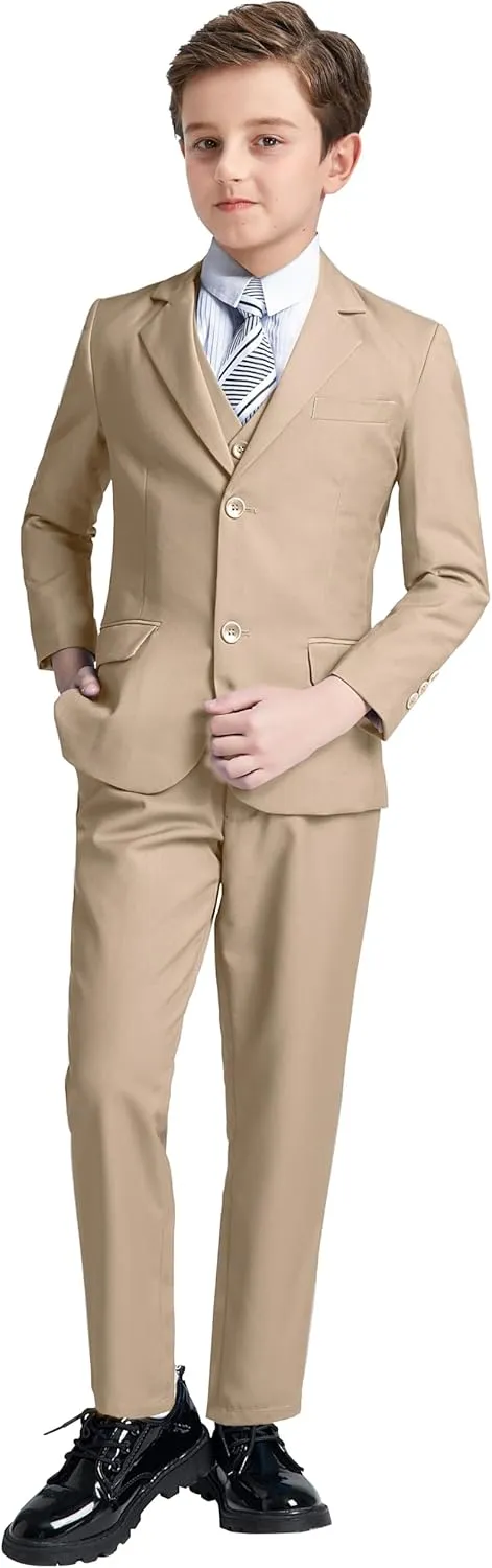 JPF Boy's Formal Suit Set Slim Fit Kids Tuxedo Suits for Wedding Teen Toddler Boy Dress Suit Outfit