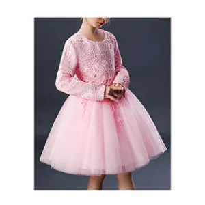 Ketty More Toddler Girls Flower Lace Irregular Wedding Dress-KGDC3971