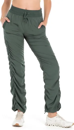 Kyodan Womens Woven Pant with Ribbed Waistband Front Pockets Adjustable