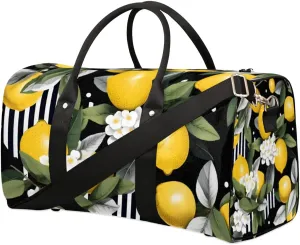 Lemon Flower Fruit Travel Duffel bag for Men Women Weekender Overnight Bag Gym Bag Carry On Luggage Bags for Yoga Workout Sports