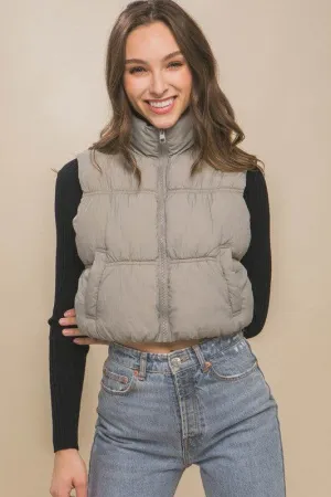 Love Tree High Neck Puffer Sleeveless Vest