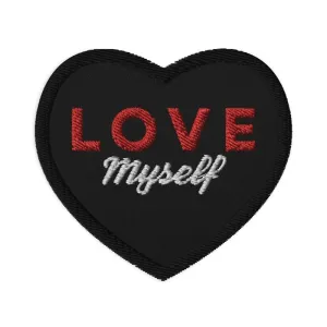 Maiden Art - Embroidered Patch - Love Myself (Black)- 3" -poly-cotton -Iron-On, Sew-On, Safety Pin -Personalized Fashion Accessory, Twill Fabric -For Jackets, Bags -Perfect Gift for Fashion Enthusiasts
