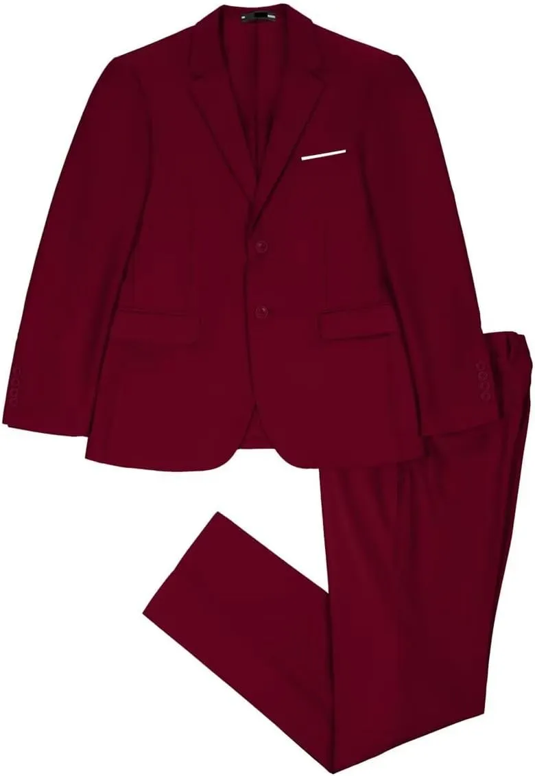 Mens 2 Piece Suit Set Slim Fit 2 Button Dress SuitsTuxedo Set Wedding Blazer Jacket Pants Tie Business Party Prom Suit