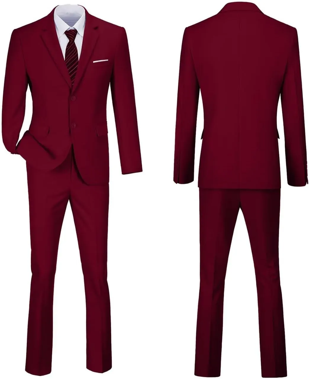 Mens 2 Piece Suit Set Slim Fit 2 Button Dress SuitsTuxedo Set Wedding Blazer Jacket Pants Tie Business Party Prom Suit