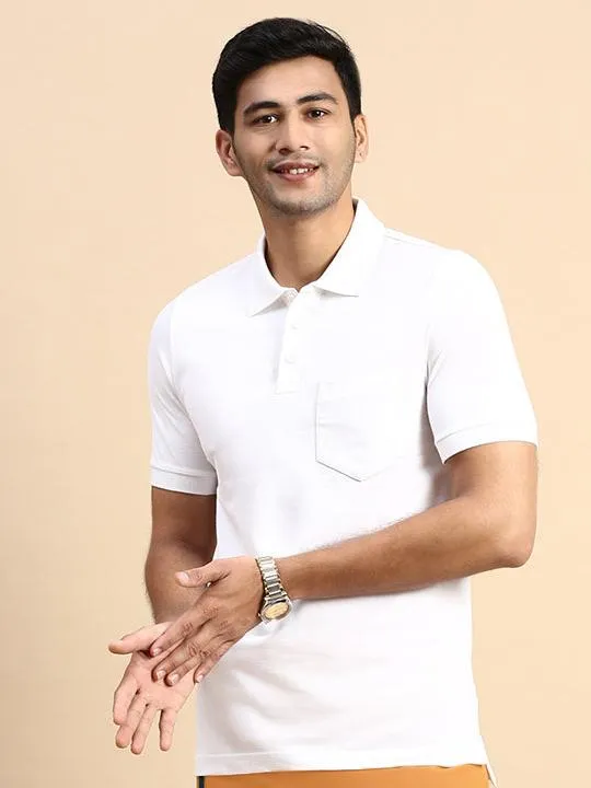 Mens Expert Polo Tshirt with Pocket White EP1