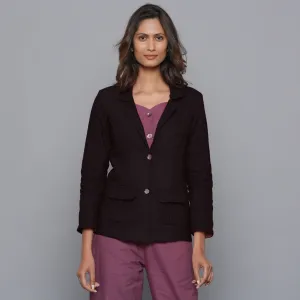 Moonlight Black Slim Fit Warm Cotton Flannel Blazer