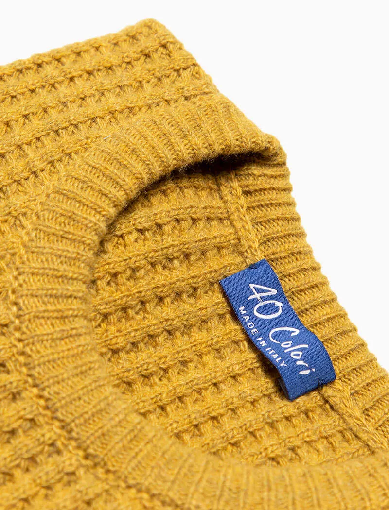 Mustard Waffle Knit Wool & Cashmere Jumper