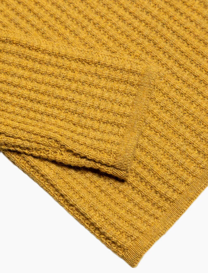 Mustard Waffle Knit Wool & Cashmere Jumper