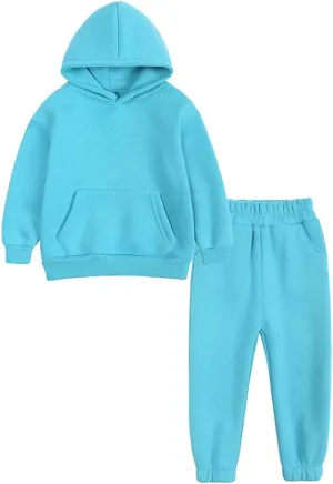 MYGBCPJS Youth 2PCS Jogger Outfits Set Fleece Hooded   Sweatpants Boys Girls Athletic Sweatsuits Pullover Clothes
