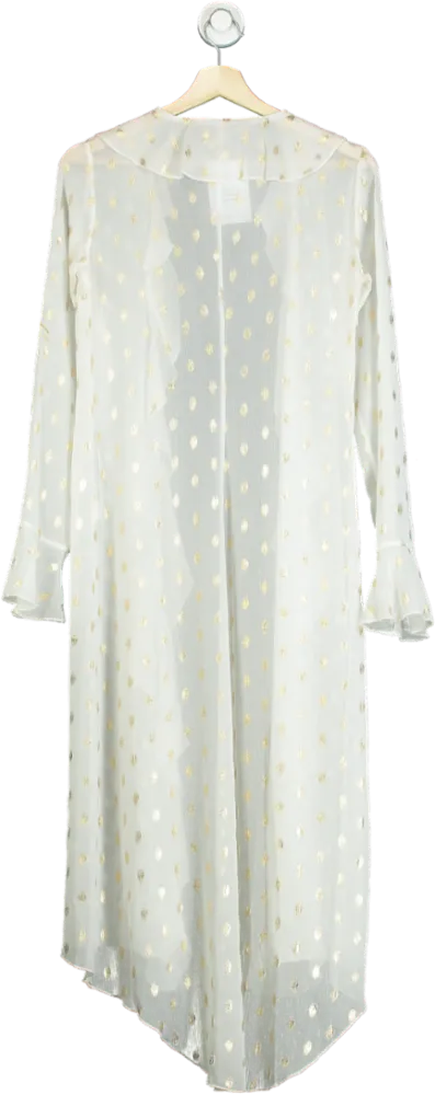 Never Fully Dressed White Gold Polka Dot Sheer Duster UK S/M