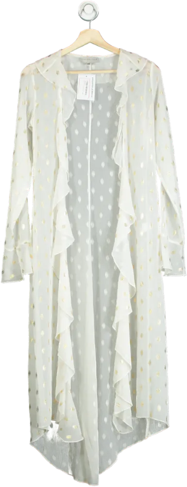Never Fully Dressed White Gold Polka Dot Sheer Duster UK S/M