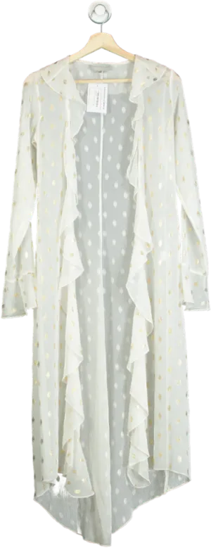 Never Fully Dressed White Gold Polka Dot Sheer Duster UK S/M